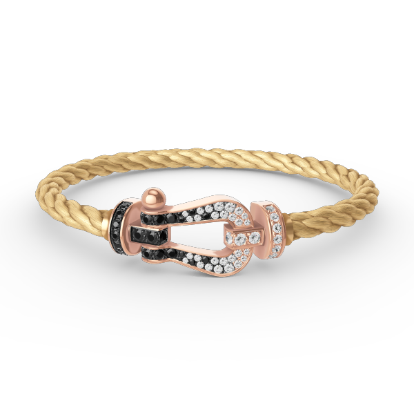 FRED FORCE LARGE HORSESHOE BLACK WHITE DIAMOND BRACELET ROSE GOLD