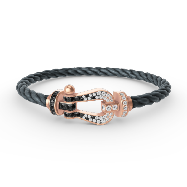 FRED FORCE LARGE HORSESHOE BLACK WHITE DIAMOND BRACELET ROSE GOLD