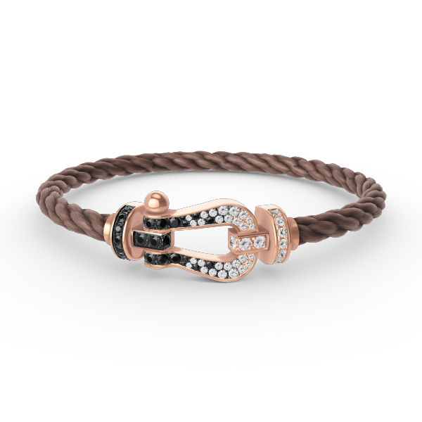 FRED FORCE LARGE HORSESHOE BLACK WHITE DIAMOND BRACELET ROSE GOLD