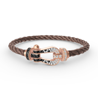 FRED FORCE LARGE HORSESHOE BLACK WHITE DIAMOND BRACELET ROSE GOLD