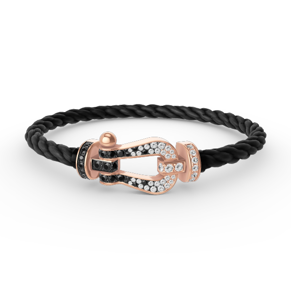 FRED FORCE LARGE HORSESHOE BLACK WHITE DIAMOND BRACELET ROSE GOLD
