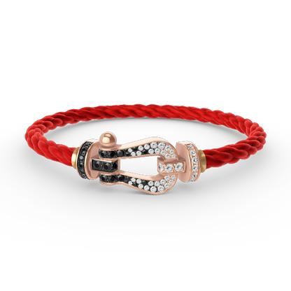 FRED FORCE LARGE HORSESHOE BLACK WHITE DIAMOND BRACELET ROSE GOLD