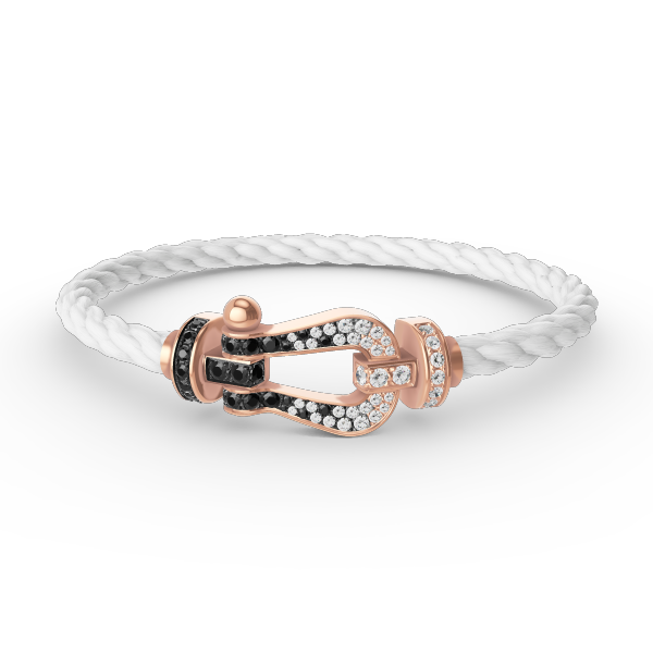 FRED FORCE LARGE HORSESHOE BLACK WHITE DIAMOND BRACELET ROSE GOLD