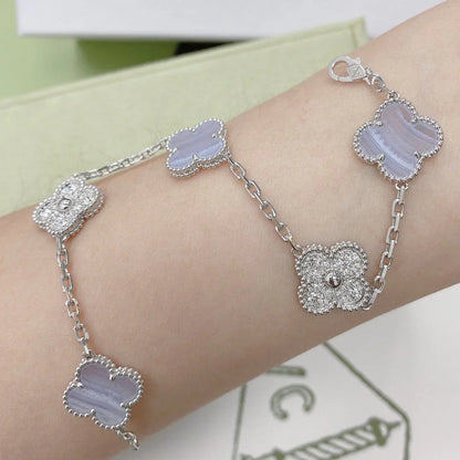 VCA CLOVER 5 MOTIF PURPLE CHALCEDONY BRACELET COLLECTION