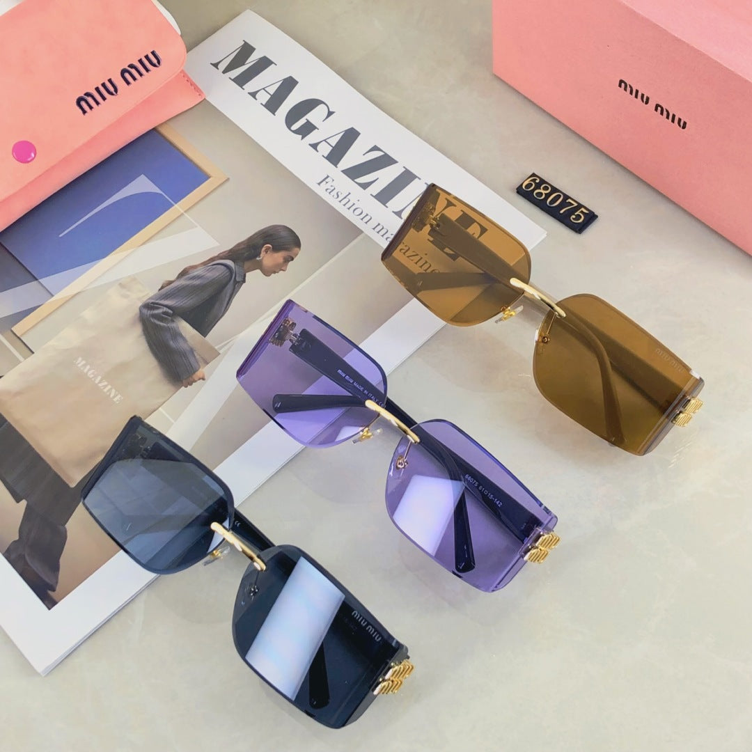 MIU MIU LOGO SQUARE SUNGLASSES 499927 IN METAL