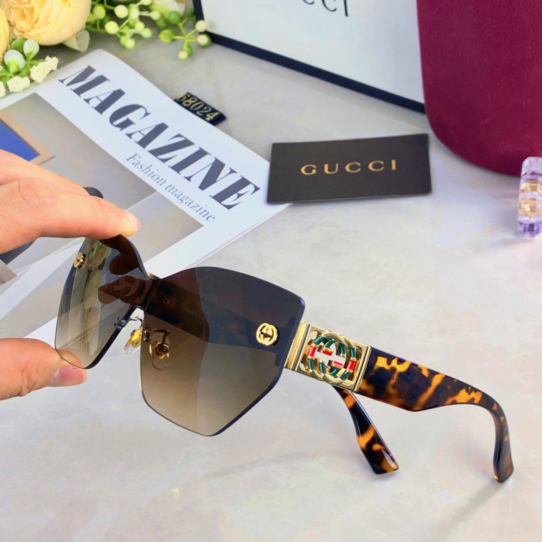 GUCCI MIRRORED BUTTERFLY FRAME SUNGLASSES 571497 IN ACETATE EMBOSSED LOGO