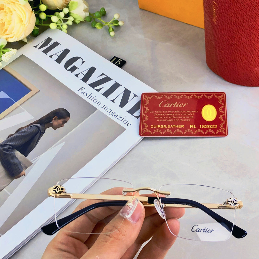 CARTIER PANTHÈRE RIMLESS RECTANGULAR FRAME SUNGLASSES 573230 IN METAL