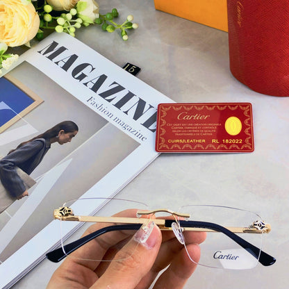 CARTIER PANTHÈRE RIMLESS RECTANGULAR FRAME SUNGLASSES 573230 IN METAL