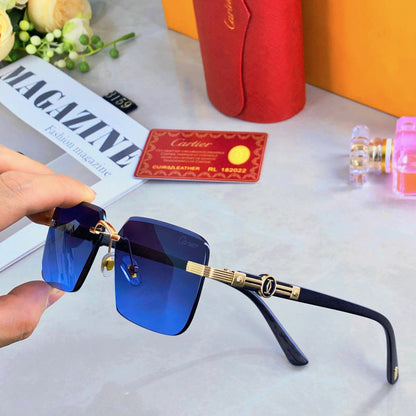 CARTIER PREMIÈRE RIMLESS RECTANGULAR FRAME SUNGLASSES 575701 IN METAL