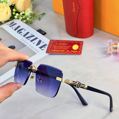 CARTIER PREMIÈRE RIMLESS RECTANGULAR FRAME SUNGLASSES 575701 IN METAL