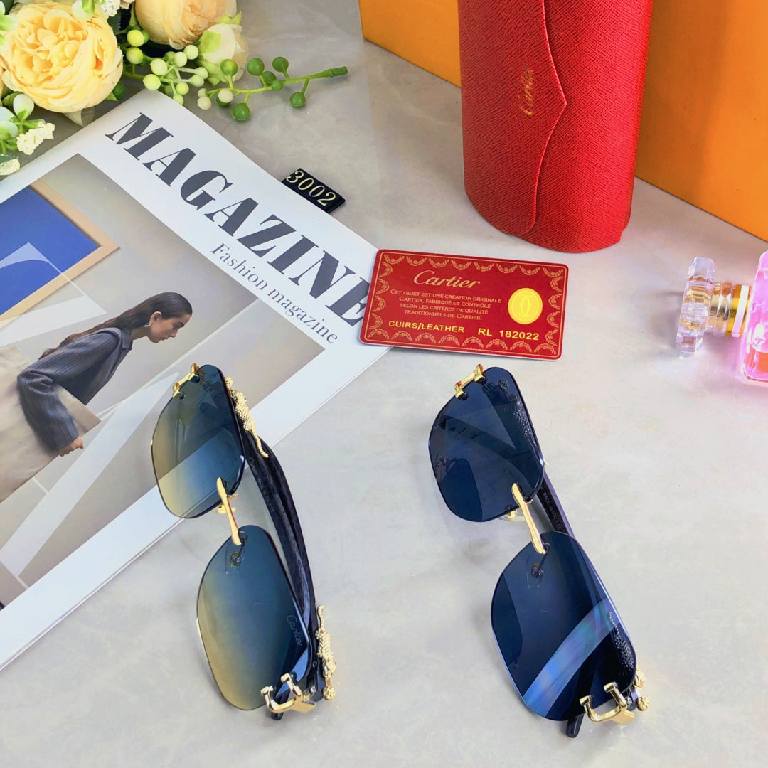 CARTIER PANTHÈRE RECTANGULAR FRAME SUNGLASSES 580762 IN METAL