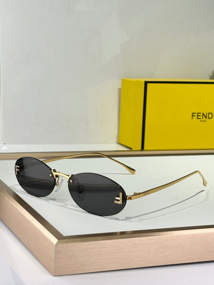 FENDI FIRST CRYSTAL RIMLESS OVAL FRAME SUNGLASSES FE4075US IN METAL