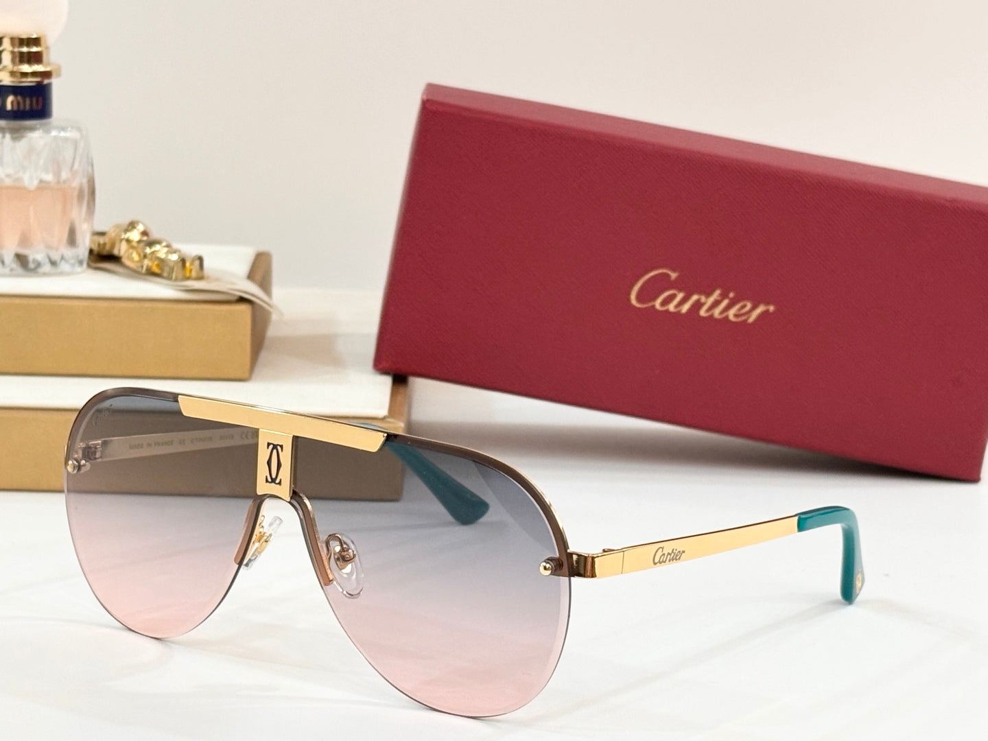 CARTIER SIGNATURE AVIATOR FRAME SUNGLASSES 524543 IN METAL