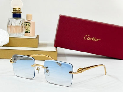 CARTIER PANTHÈRE RIMLESS SQUARE FRAME SUNGLASSES 564103 IN METAL