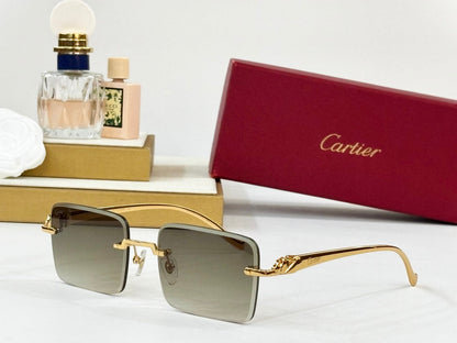 CARTIER PANTHÈRE RIMLESS SQUARE FRAME SUNGLASSES 564103 IN METAL