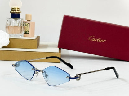 CARTIER RIMLESS ANGULAR FRAME SUNGLASSES CT0695 IN METAL