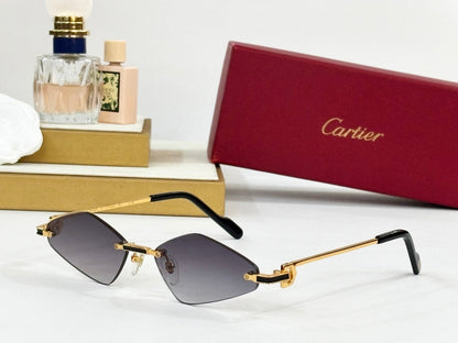 CARTIER RIMLESS ANGULAR FRAME SUNGLASSES CT0695 IN METAL