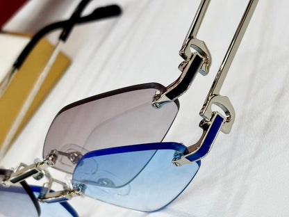 CARTIER RIMLESS ANGULAR FRAME SUNGLASSES CT0695 IN METAL