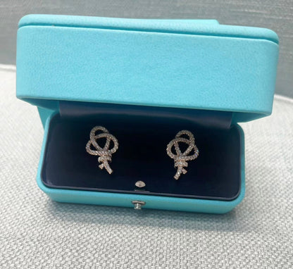 18K Tiffany Keys Woven Diamond Earrings