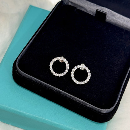 18K Tiffany Circle Diamonds Earrings