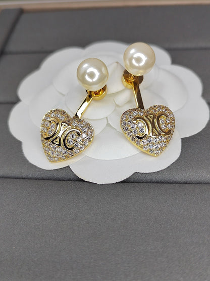 18K Celine Diamond Heart Earrings