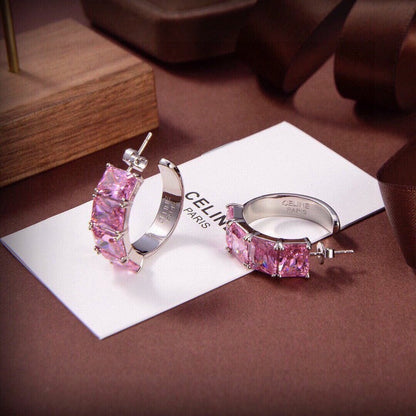 18K Celine Pink Crystal Earrings