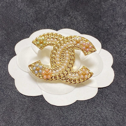 18K  Chanel Pearl Gold Brooch
