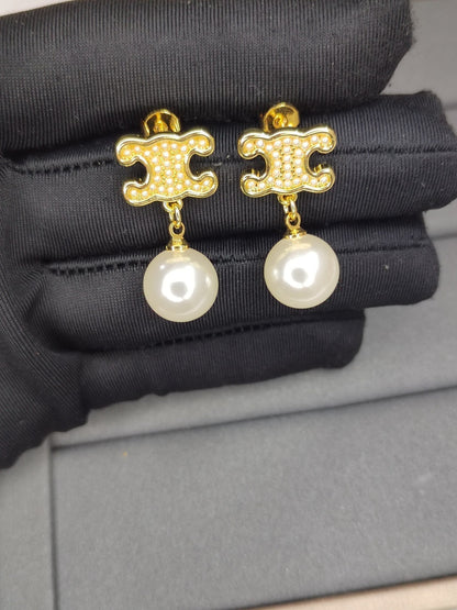 18K Celine Pearls Earrings