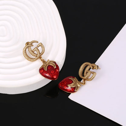 18K Double Gucci Strawberry Earrings