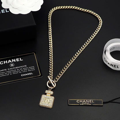 18K  Chanel Diamond Perfume Bottle Pendant Necklace
