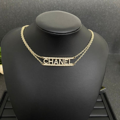 18K  Chanel Letter Diamond Choker Necklace