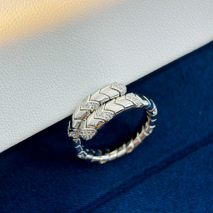 18K BVLGARI Serpenti Viper Pave Diamond Ring