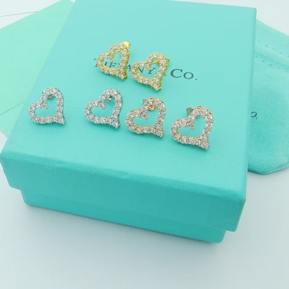 18K Tiffany Heart Diamonds Rose Gold Earrings