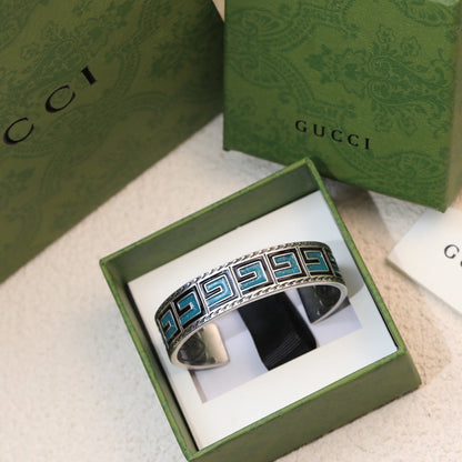Double Gucci Cube Green Wide Bracelet