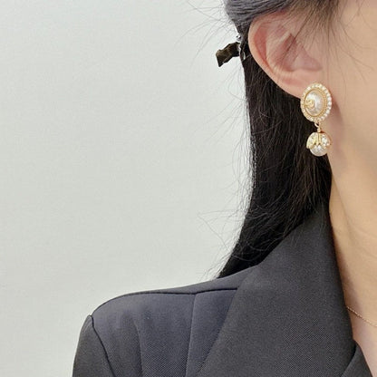 18K Double Gucci Flower Pearl Earrings