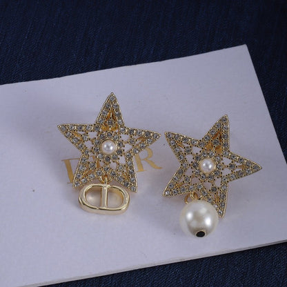 18K Dior Star Diamond Earrings