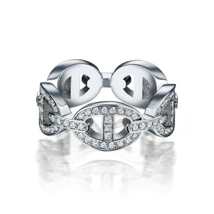 18K Chaine d'Ancre Enchainee Diamond Hermes Ring