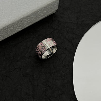 18K Dior Monogram Enamel Ring