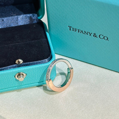 18K Tiffany Lock Diamond Rose Gold Ring
