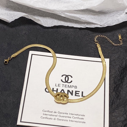 18K  Chanel Gold Chain Choker Necklace