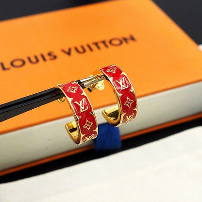 18K Louis Vuitton Nanogram Enamel Earrings