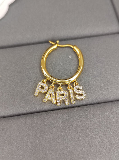 18K Celine Script Diamonds Earrings