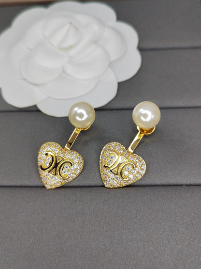 18K Celine Diamond Heart Earrings