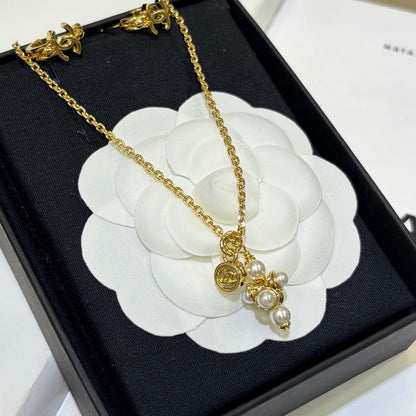 18K  Chanel 26P Grape Pearl Gold Necklace