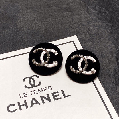 18K  Chanel Black Resin Circle Earrings