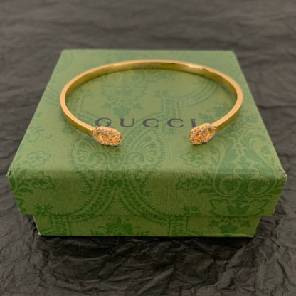 18K Double Gucci Running Diamond Cuff Bracelet