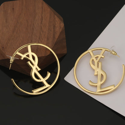 18K YSL Monogram Earrings