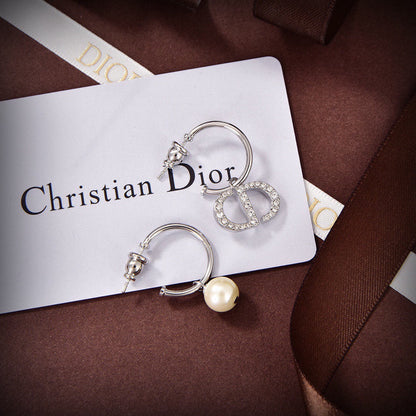 18K Petit Dior Pearl Earrings