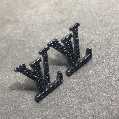 18K Louis Vuitton Iconic Black Crystal Stud Earrings