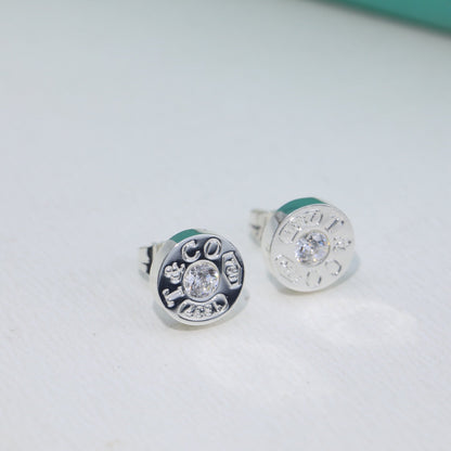 18K Tiffany 1837 Diamond Earrings